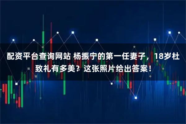 配资平台查询网站 杨振宁的第一任妻子,18岁杜致礼有多美?这张照片给出答案!